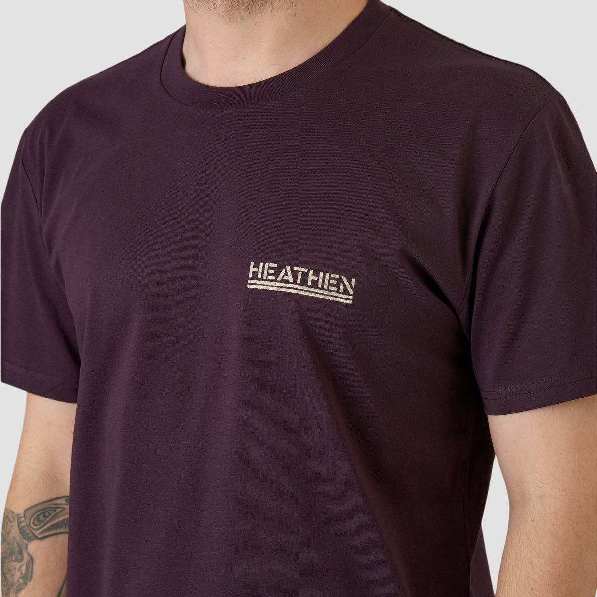 Heathen Infest Skull T-Shirt Plum