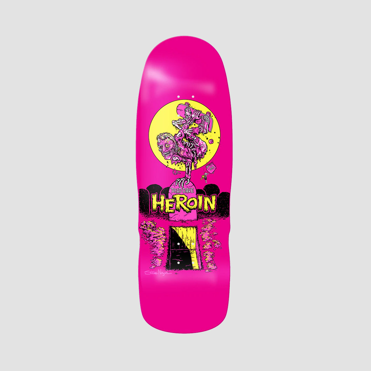 Heroin Dead Dave Zombie Skateboard Deck Dipped Fluorescent Pink - 10.4"