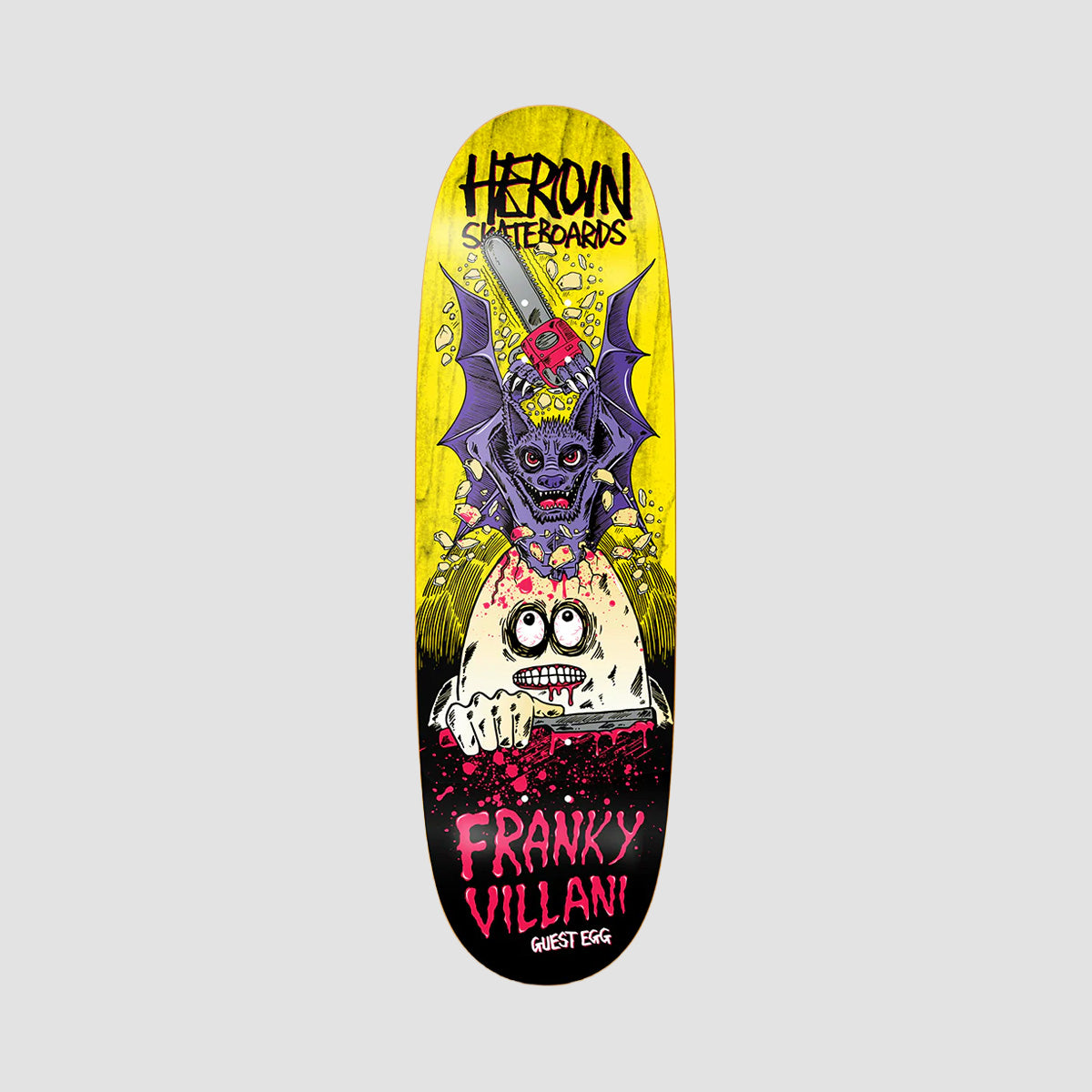 Heroin Franky Villani Guest Egg Skateboard Deck Various Stains - 9.5"