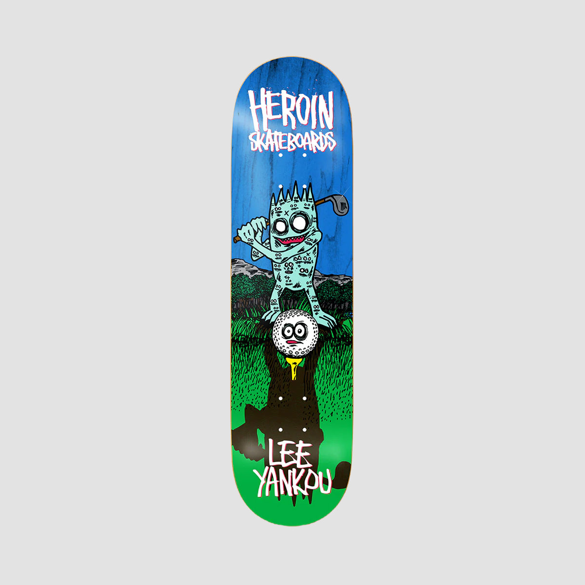 Heroin Lee Yankou Golf Imp Skateboard Deck Various Stains - 8.25"