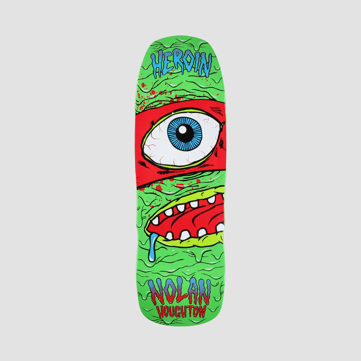 Heroin Nolan Mutation Shovel Nose Skateboard Deck Dipped Fluorescent Green - 10.1"