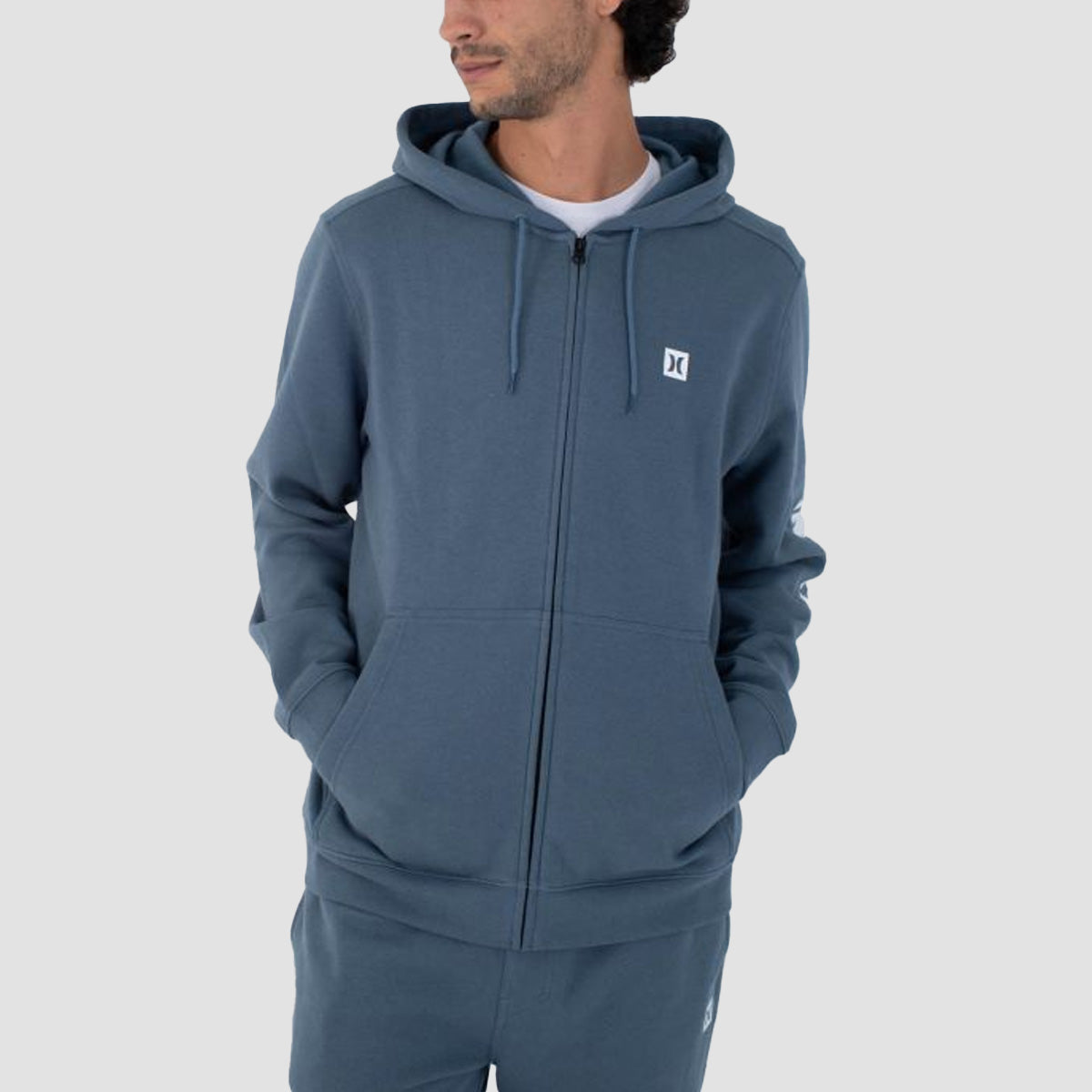 Hurley Icon Box Zip Hoodie Grey Teal