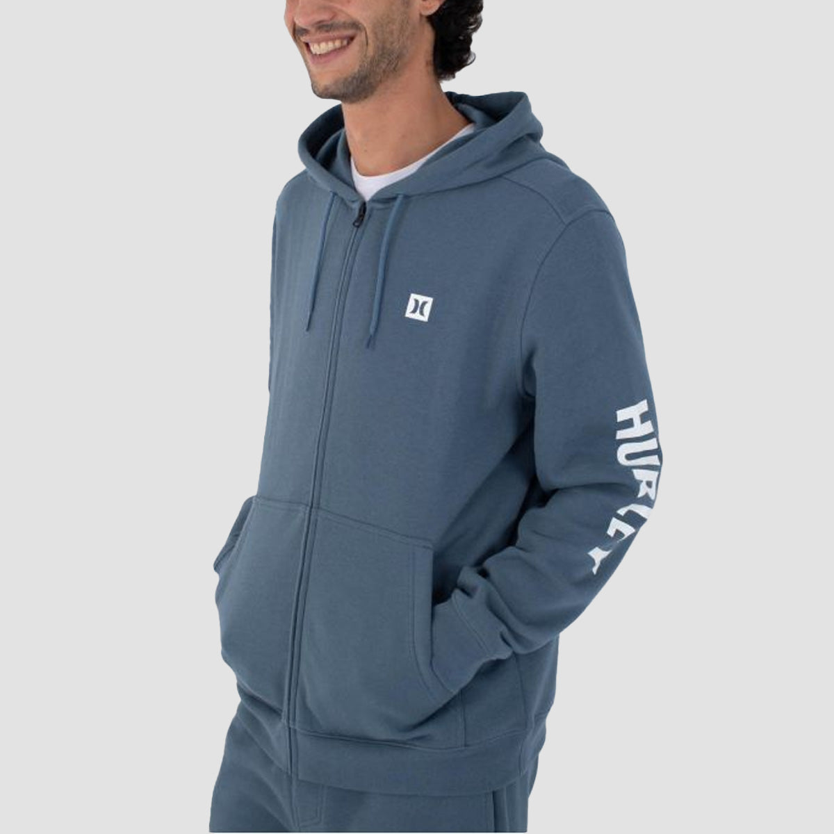 Hurley Icon Box Zip Hoodie Grey Teal