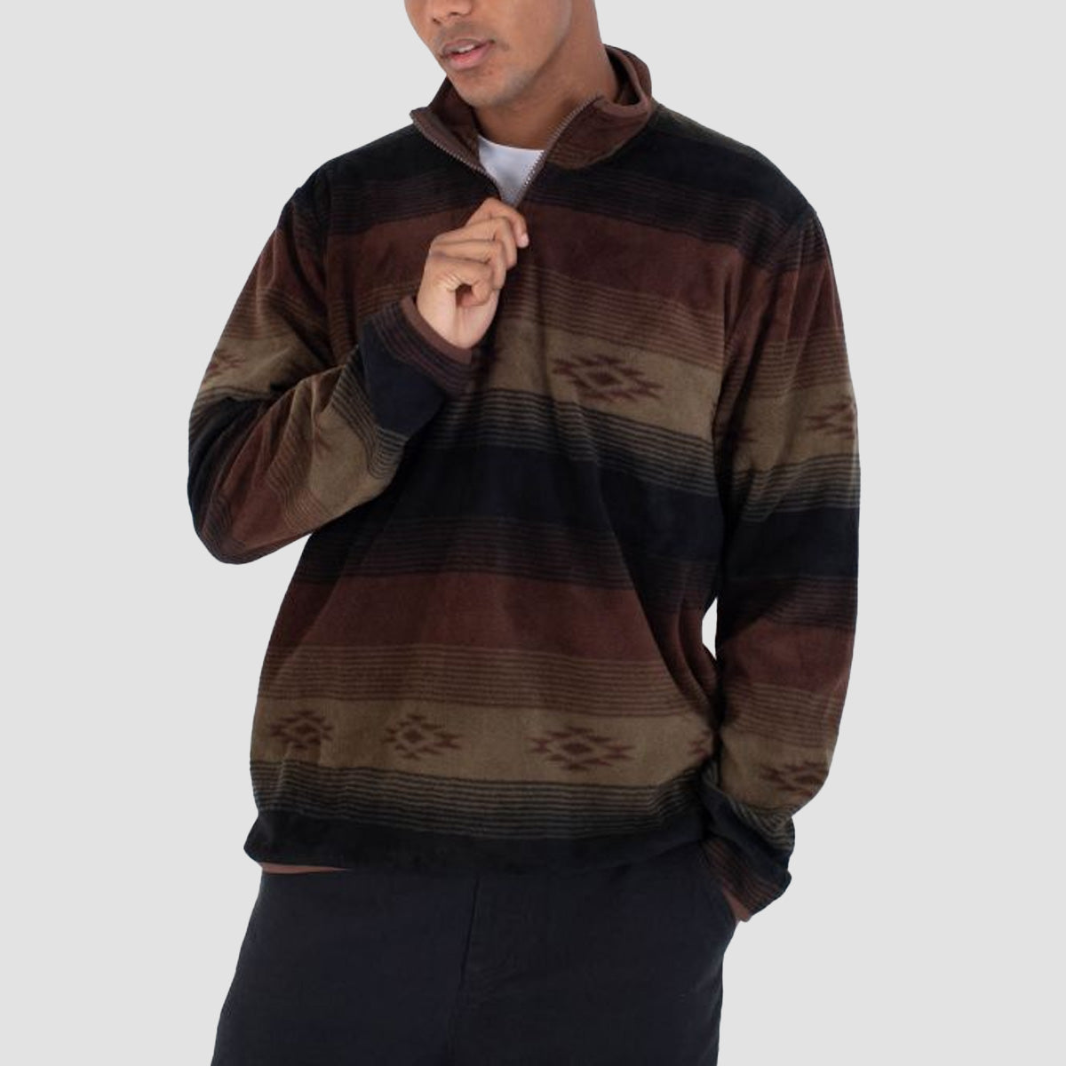 Hurley Mesa Windchill 1/4 Zip Fleece Sweatshirt Espresso