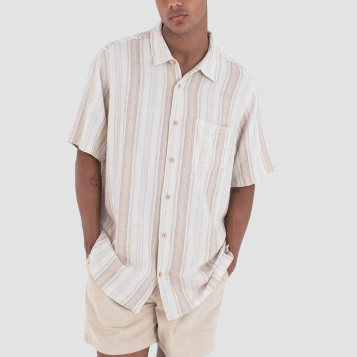 Hurley Oceanside Short Sleeve Shirt Barely Bone