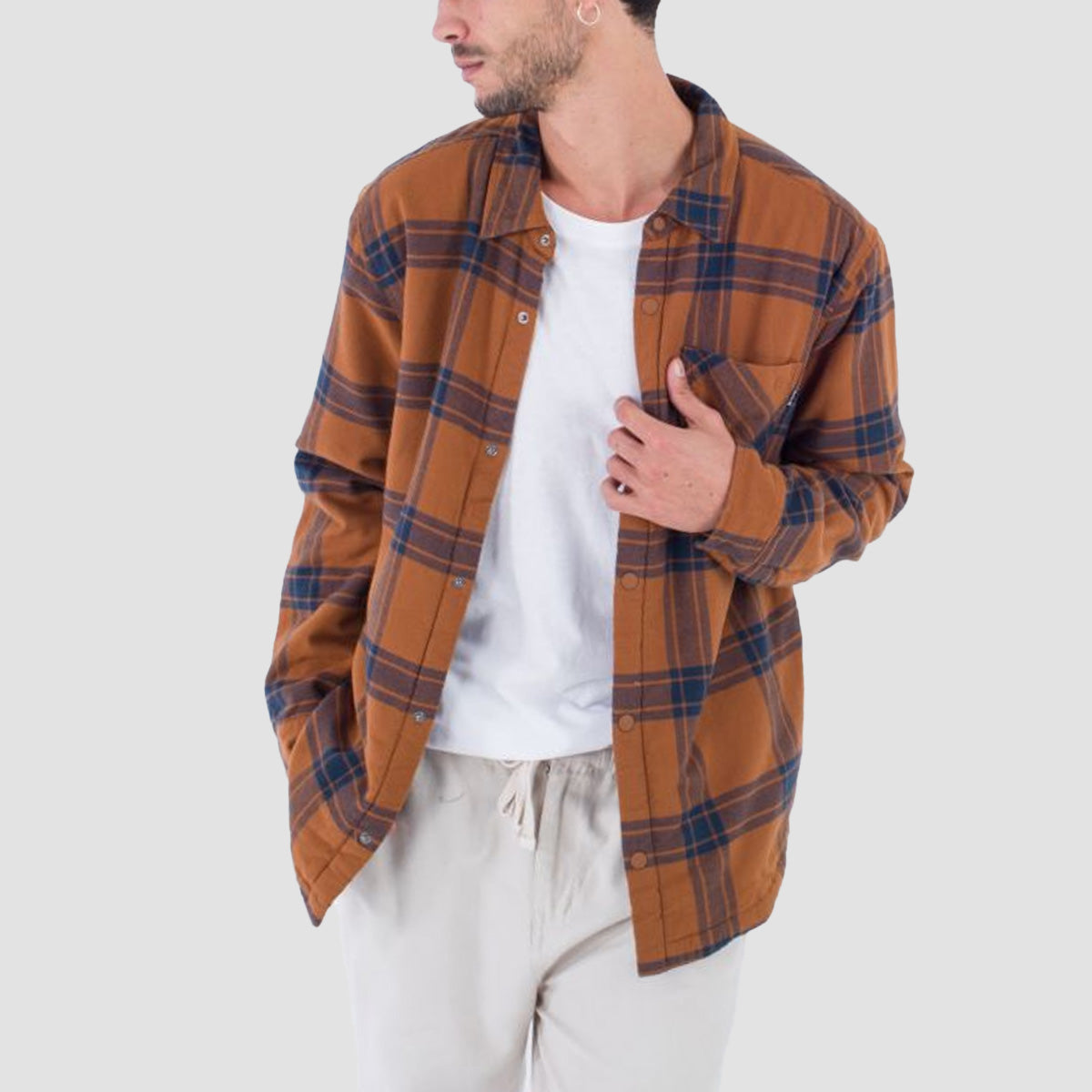 Hurley Portland Sherpa Lined Flannel Longsleeve Shirt Euro Brown