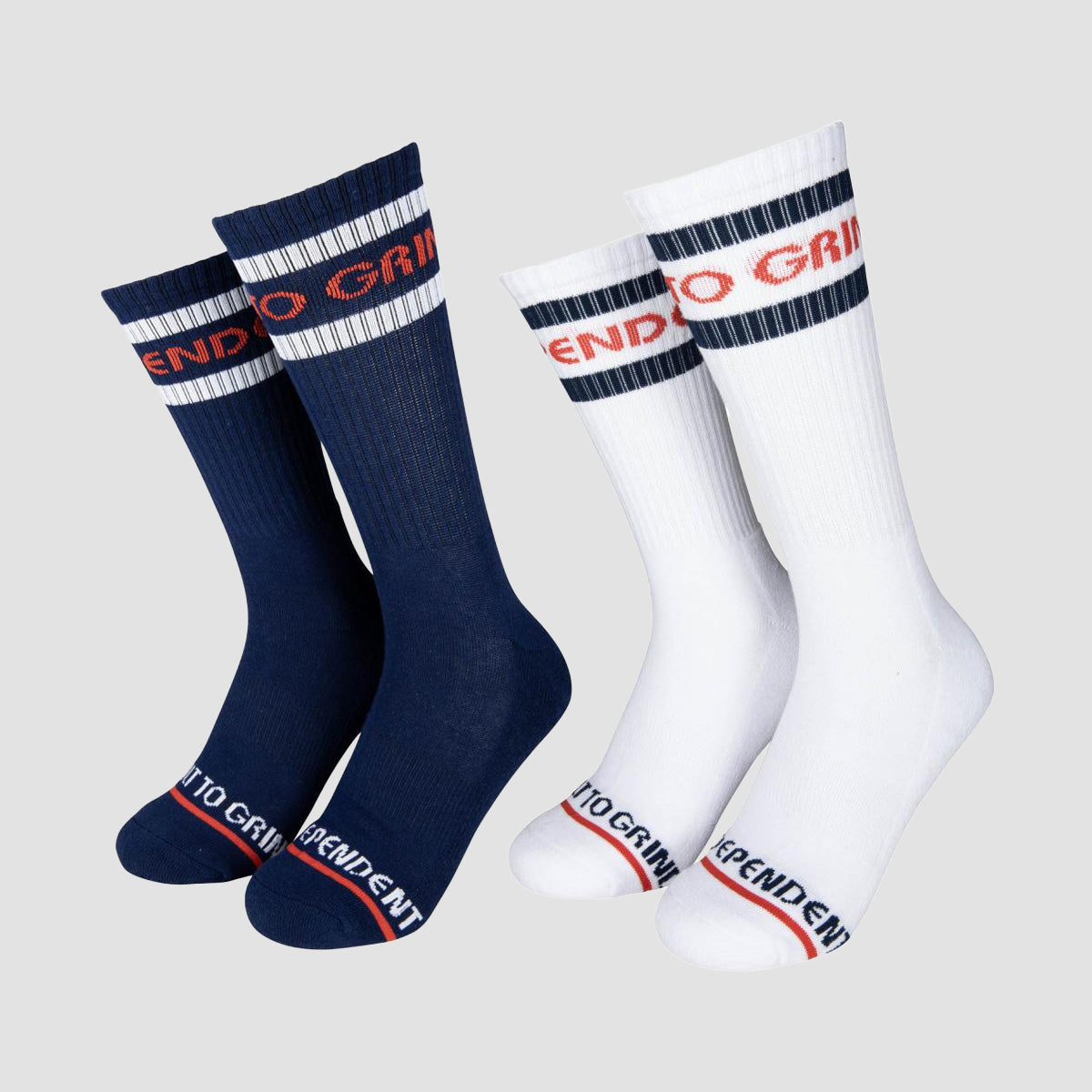 Independent Classic Bauhaus Stripes Socks 2 Pack White/Dark Navy