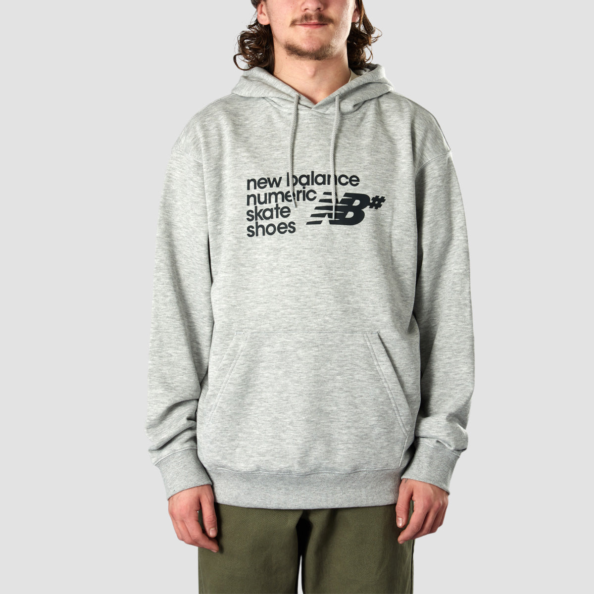 New Balance Logo Pullover Hoodie Athletic Grey