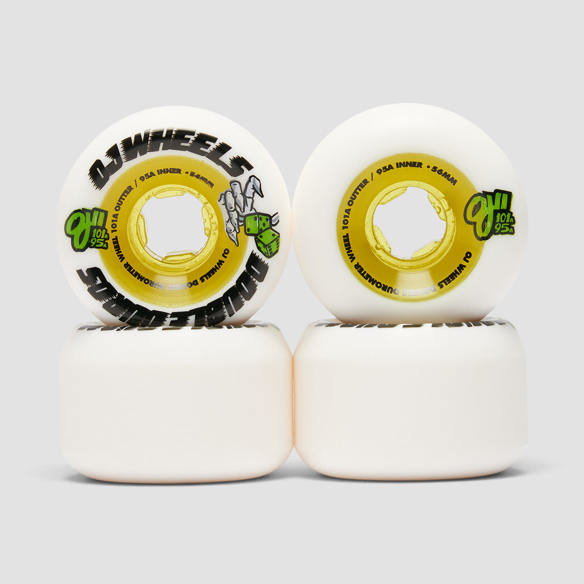 OJ Double Duro 101a/95a Mini Combo Skateboard Wheels White/Green 56mm