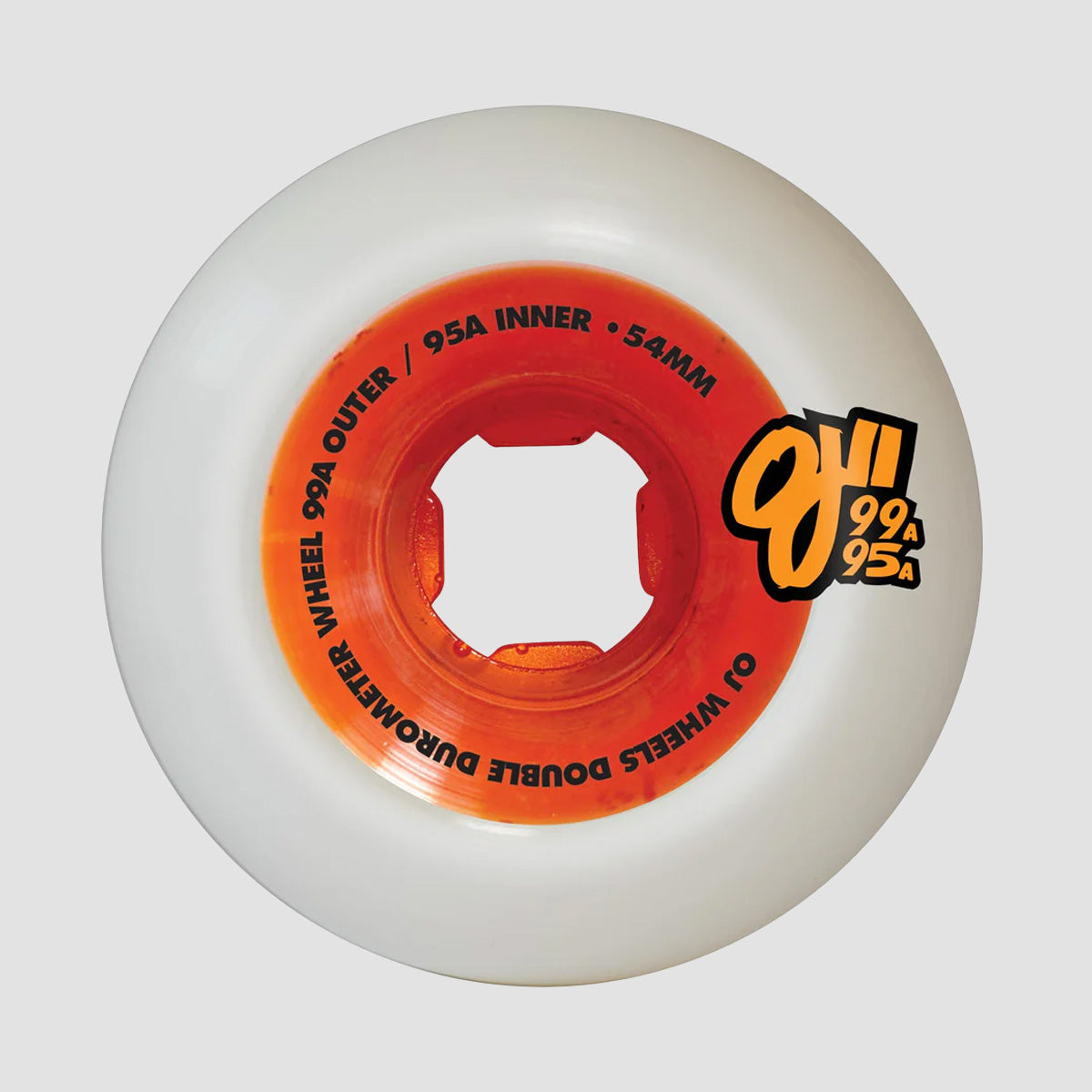 OJ Double Duro 101a/95a Mini Combo Skateboard Wheels White/Orange 54mm