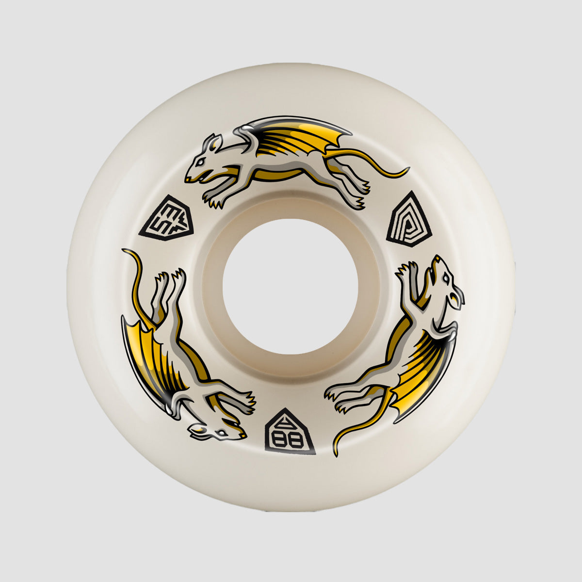 Powell Peralta Dragon Formula Nano Rats 88A Skateboard Wheels White 53x 33mm