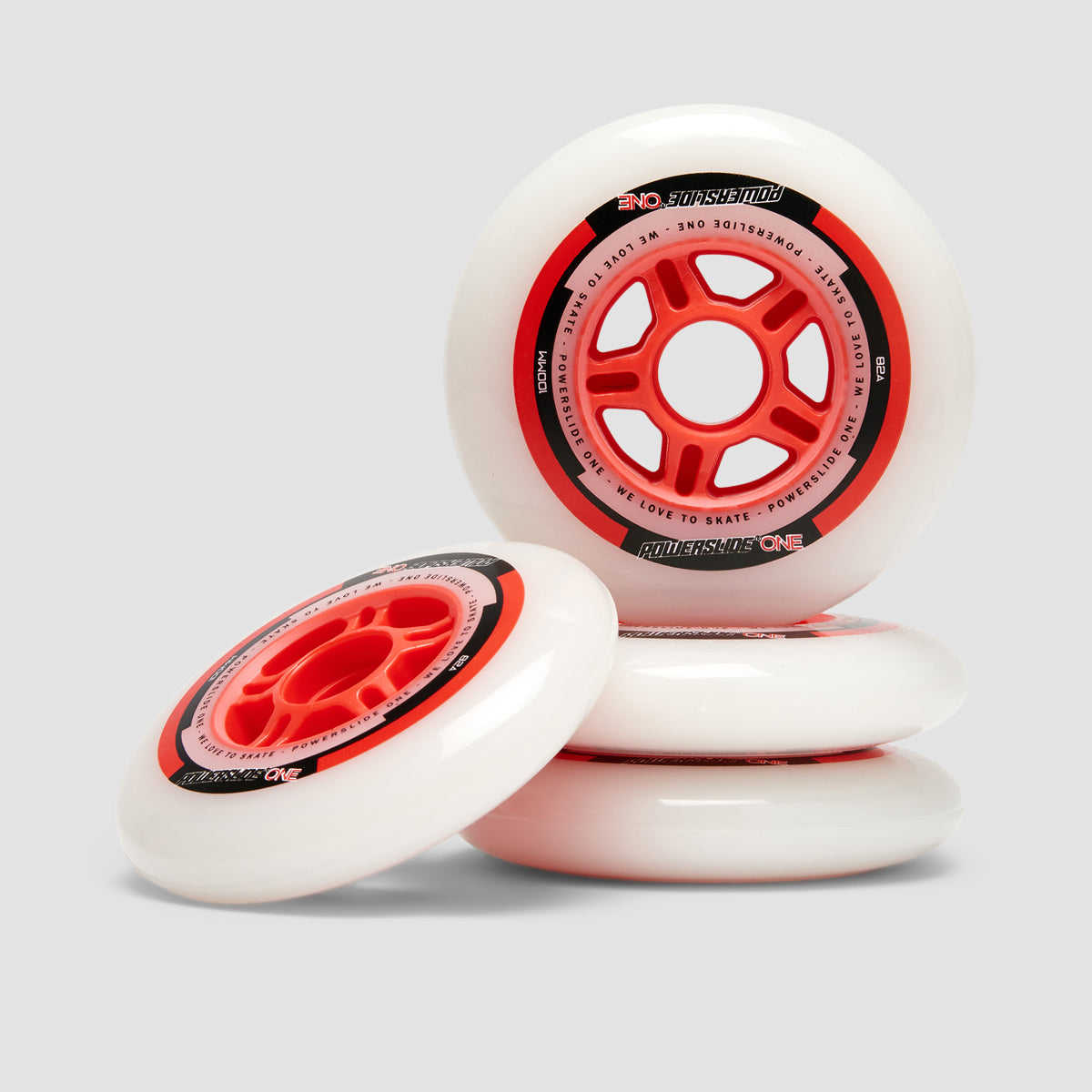 Powerslide ONE 100/82A Inline Wheels x4 Red/White 100mm