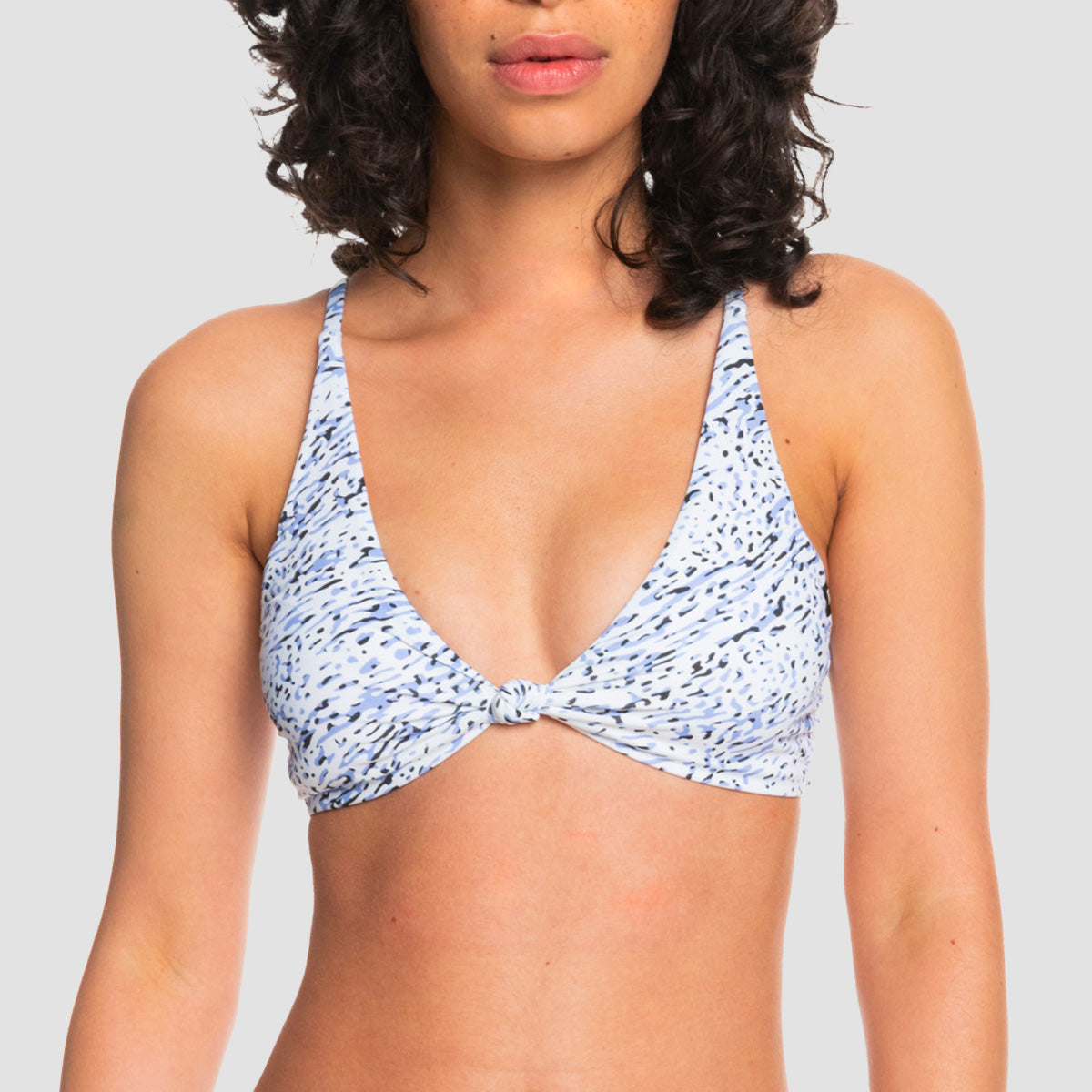 Quiksilver Classic Knotted Tri Bikini Top Hydrangea Animinimal - Womens