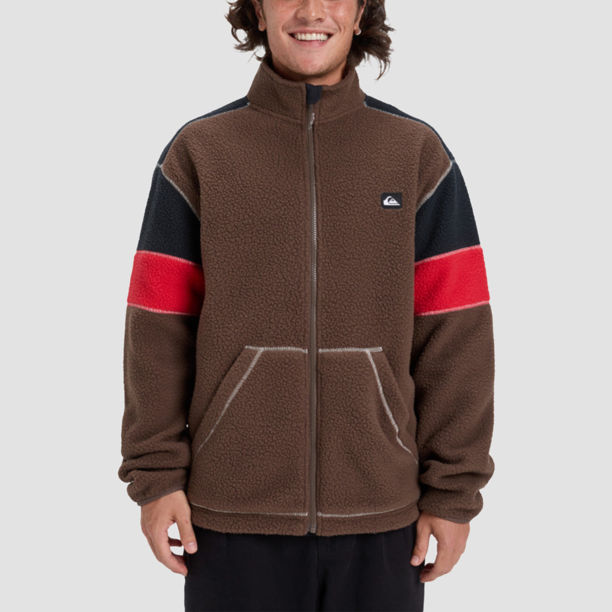 Quiksilver Clean Coast Block Zip Fleece Chocolate Brown
