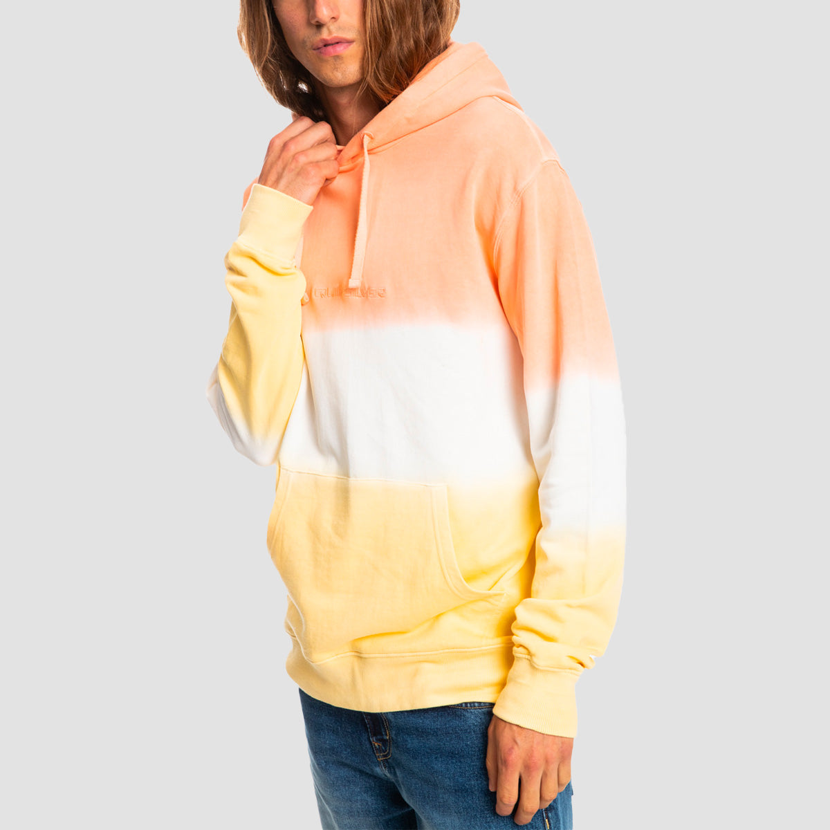 Quiksilver Ombre Dye Pullover Hoodie Peach Pink Ombre Dye