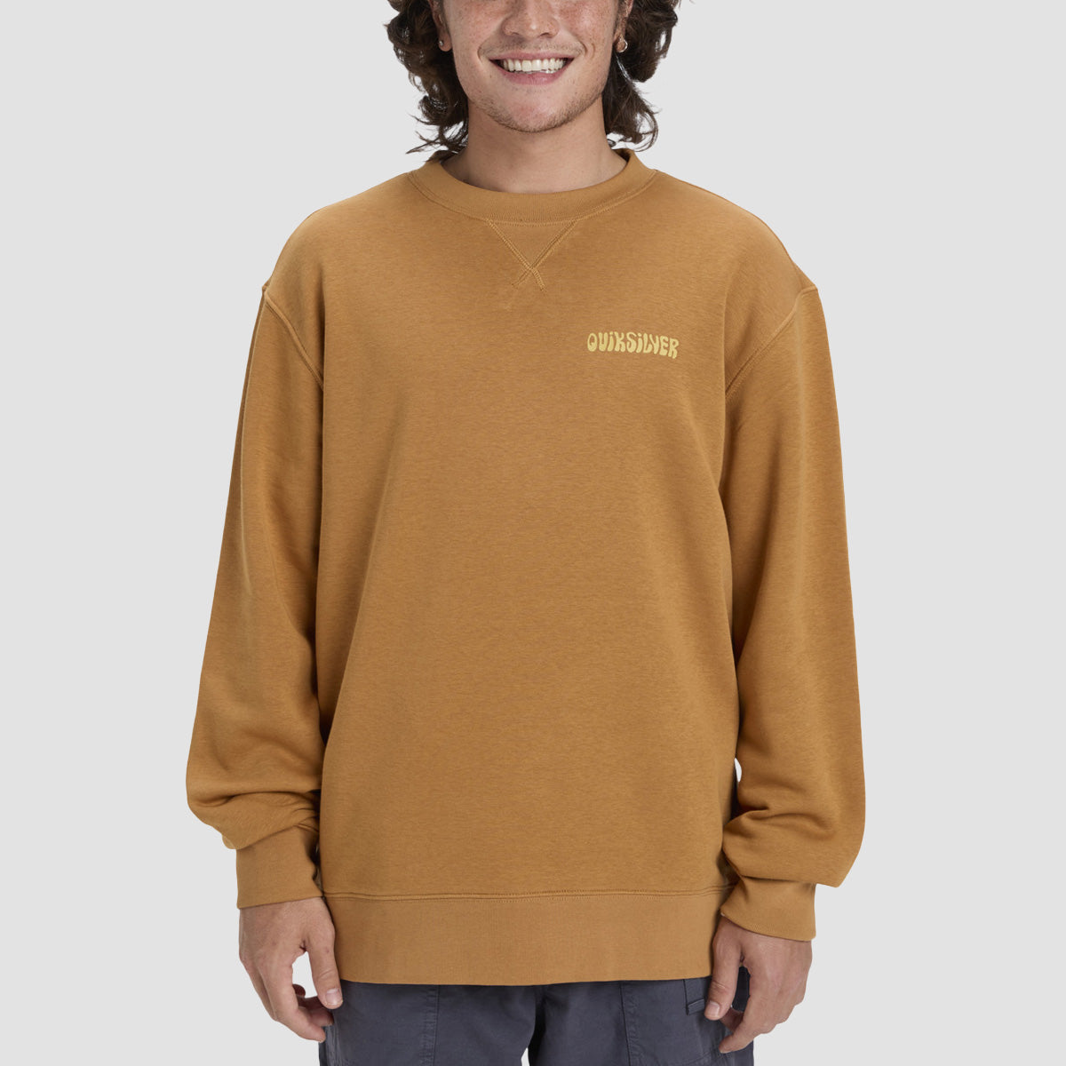 Quiksilver Salt Water Graphic Crew Sweatshirt Almond