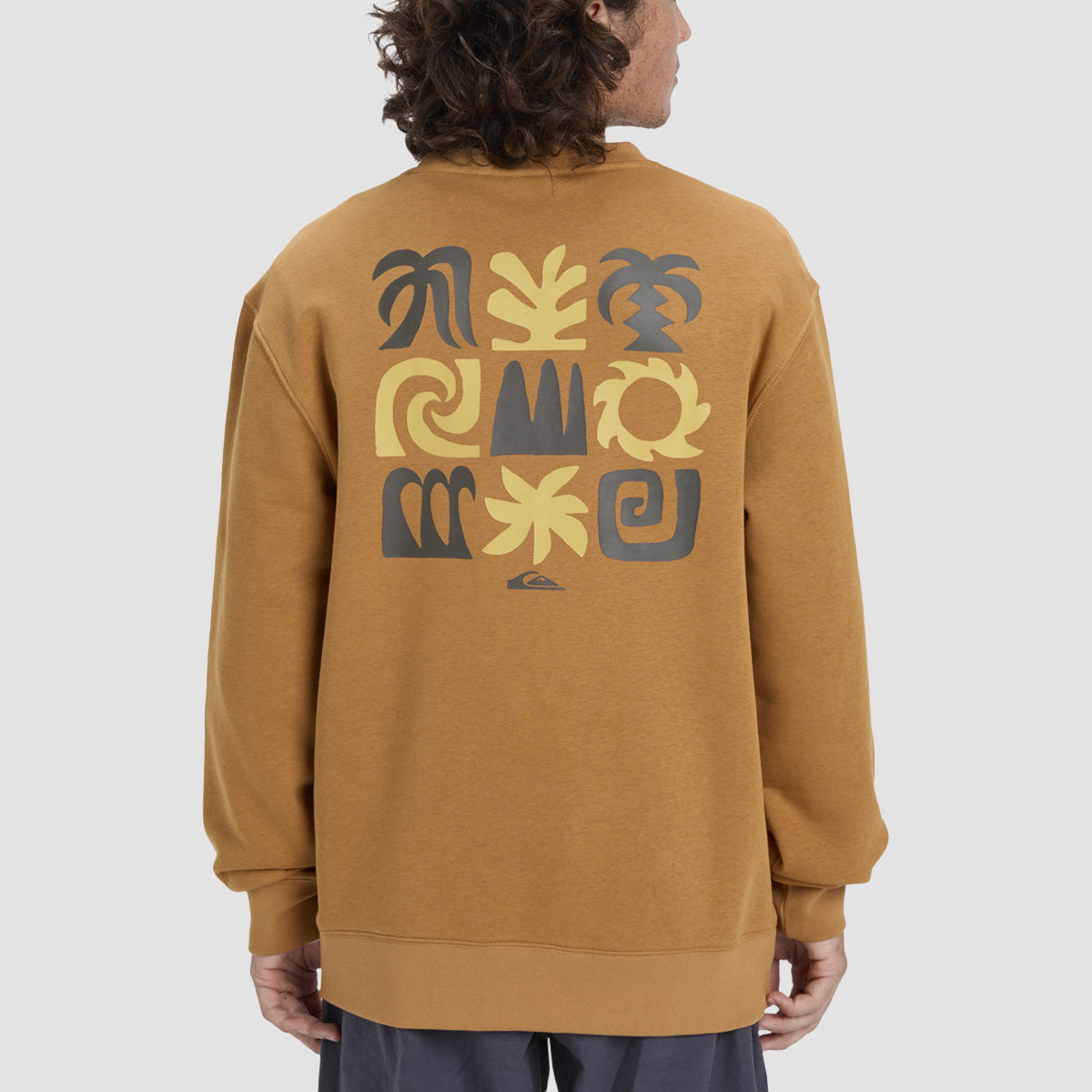 Quiksilver Salt Water Graphic Crew Sweatshirt Almond