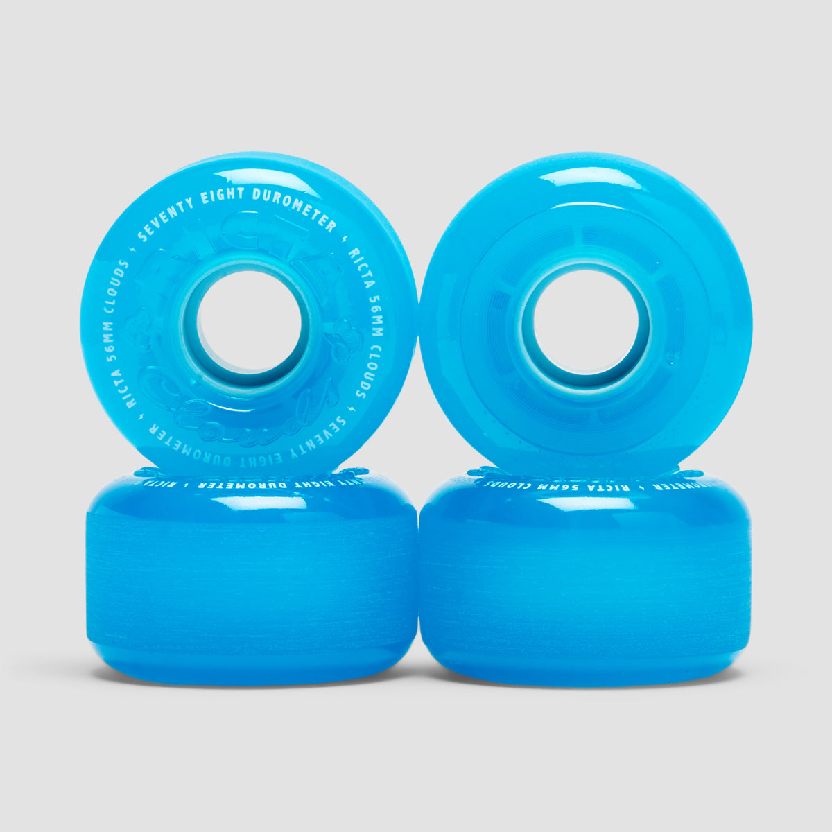 Ricta Clouds 78a Skateboard Wheels Translucent Blue 56mm