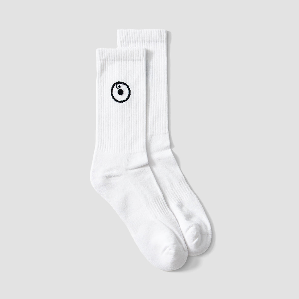 Rollersnakes Logo Crew Socks White