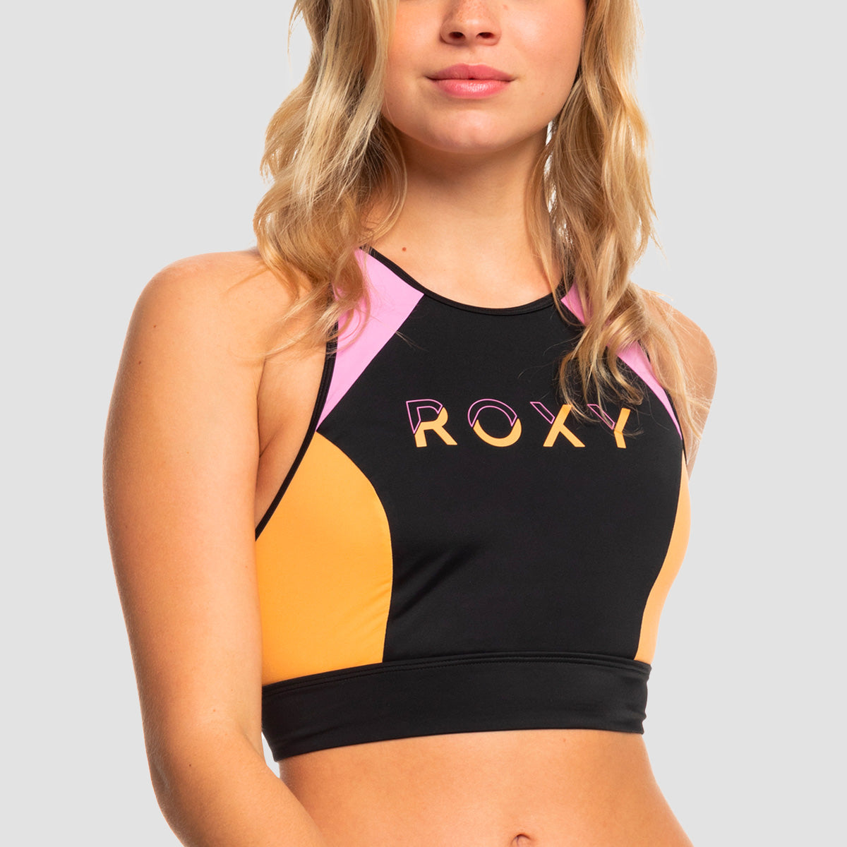 Roxy Active Sports Bra Bikini Top Anthracite - Womens