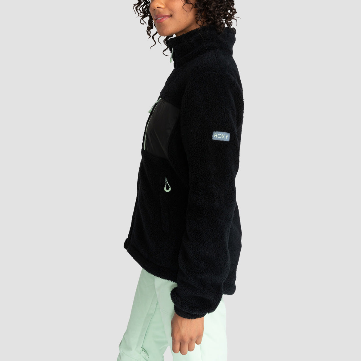 Roxy Alabam Solid Full Zip Fleece Jacket True Black - Womens