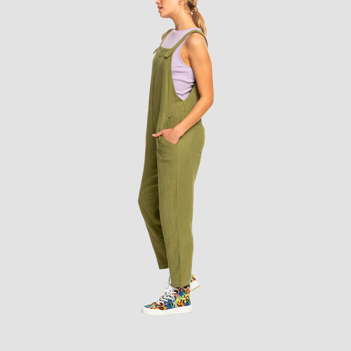 Roxy Beachside Love Strappy Jumpsuit Loden Green - Womens