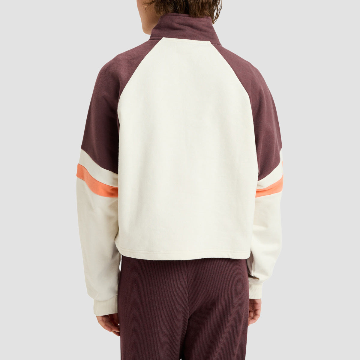 Roxy Essential Energy Boxy Crop Half Zip Sweatshirt Whisper White - Womens