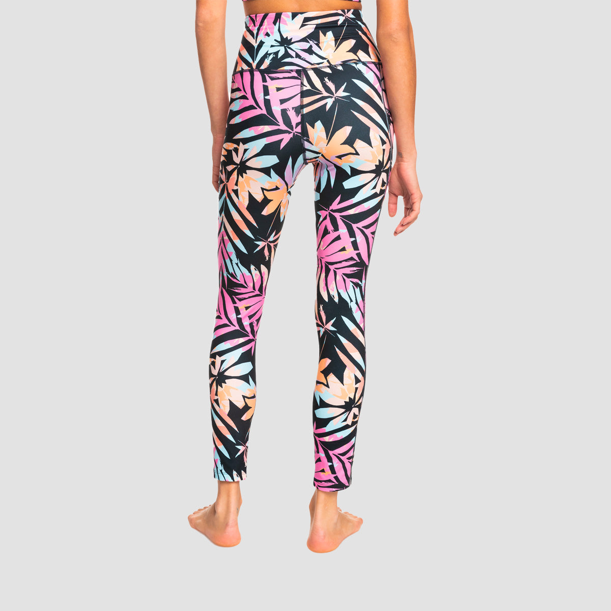 Roxy Heart Into It Ankle Sports Leggings Anthracite Zebra Jungle - Womens