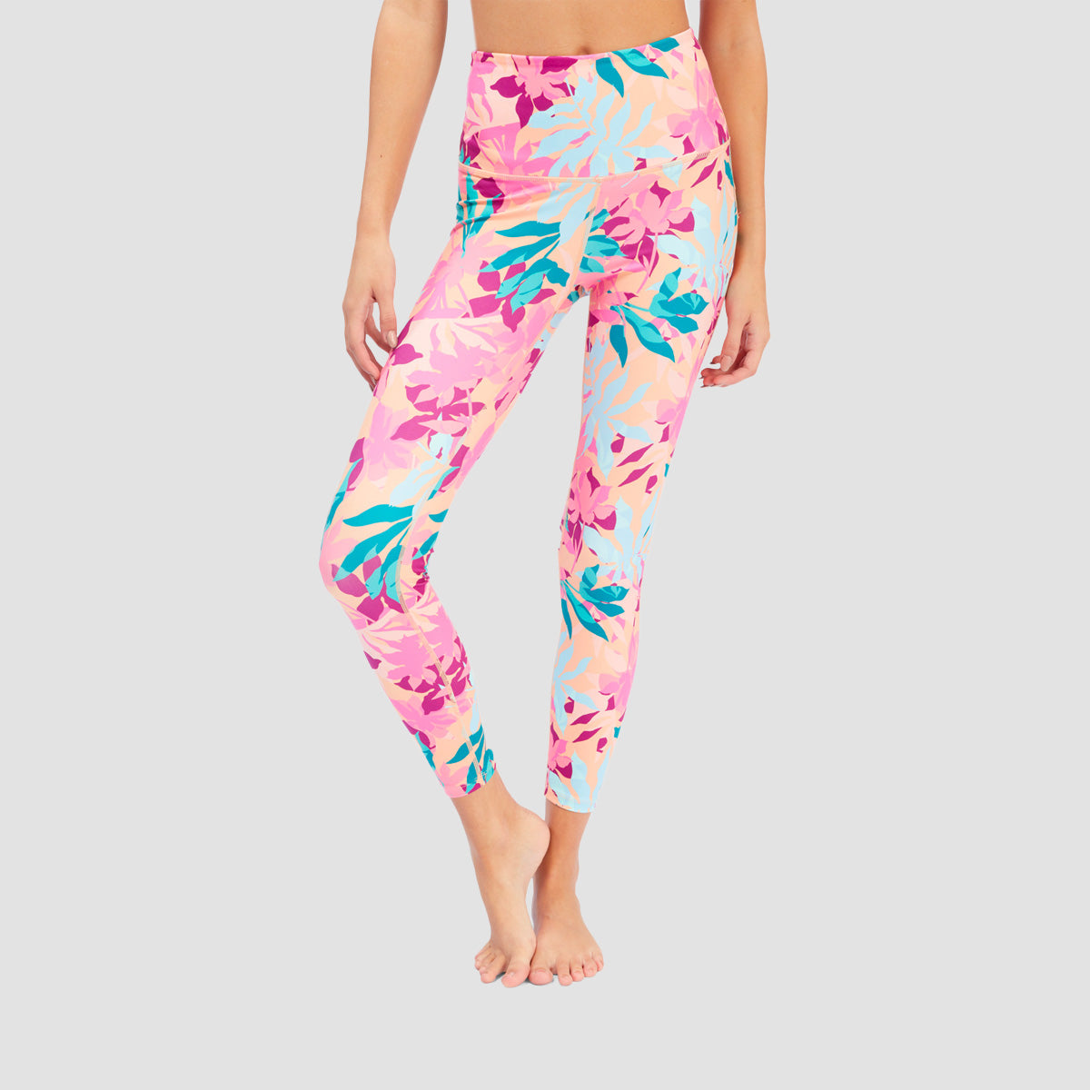 Roxy Kaileo Sports Leggings Canteloupe Tropi Palm - Womens