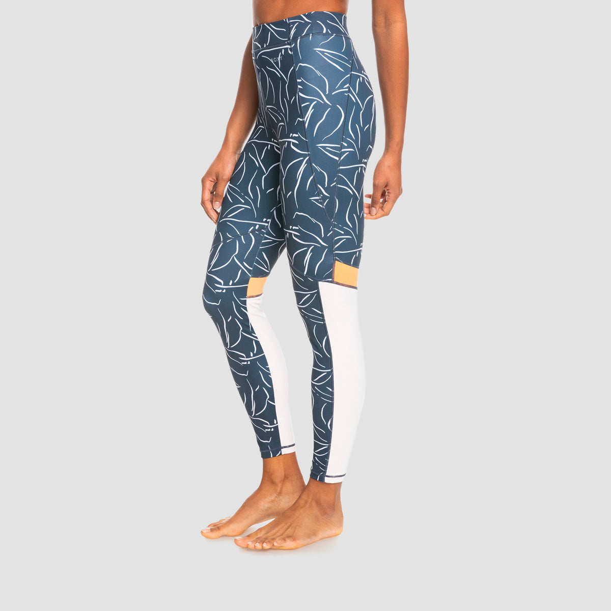 Roxy Keep On Trying Fitness Leggings Mood Indigo Tropical Mood - Womens