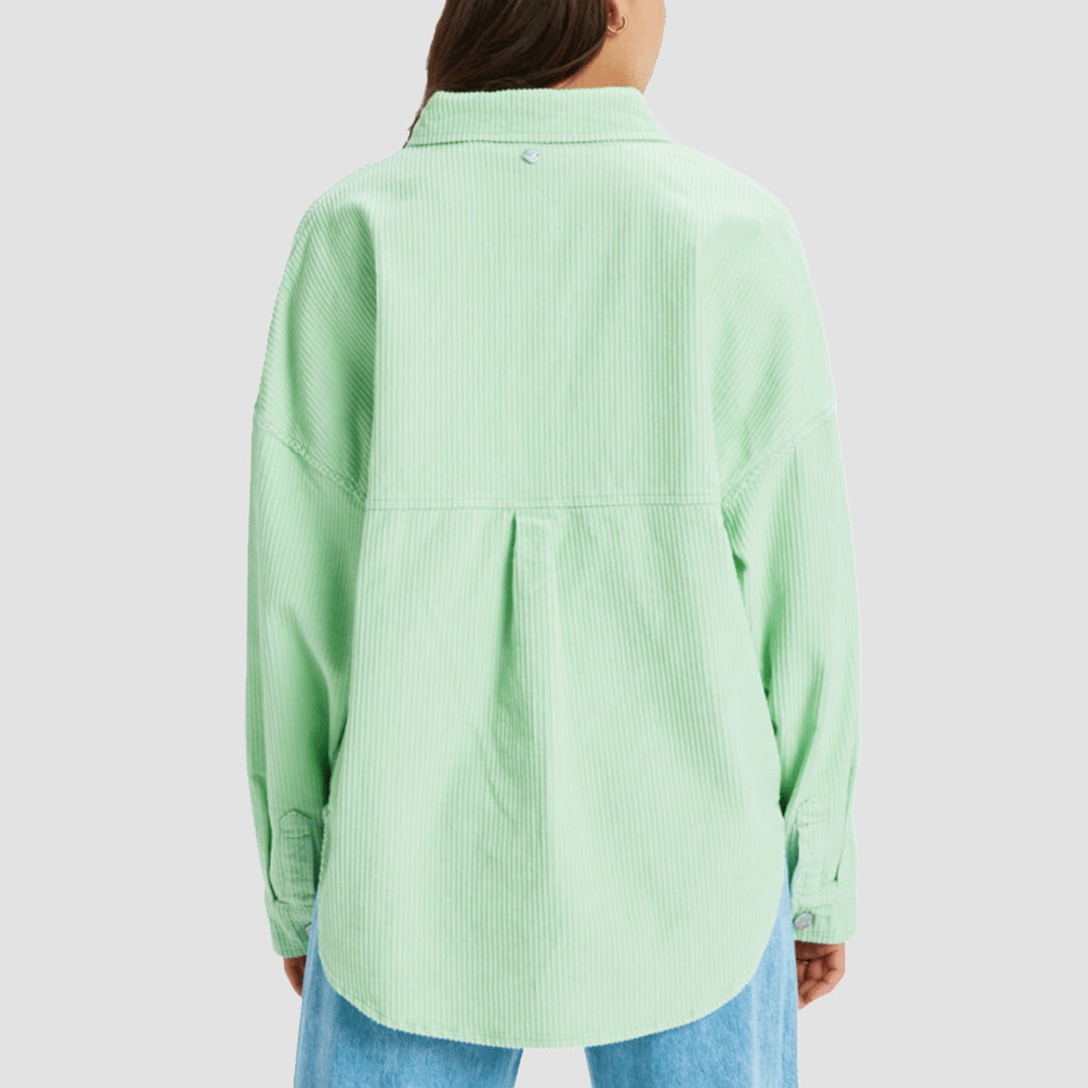 Roxy Kick Back Washed Cord Longsleeve Shirt Pistachio Green - Womens