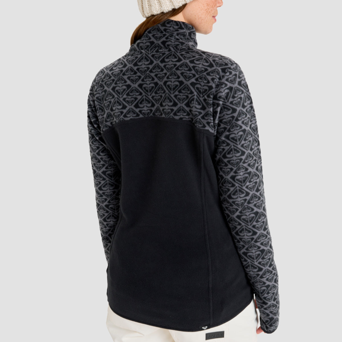Roxy Sayna Mid Layer Snow Half Zip Sweatshirt True Black Roxygram Tonal - Womens