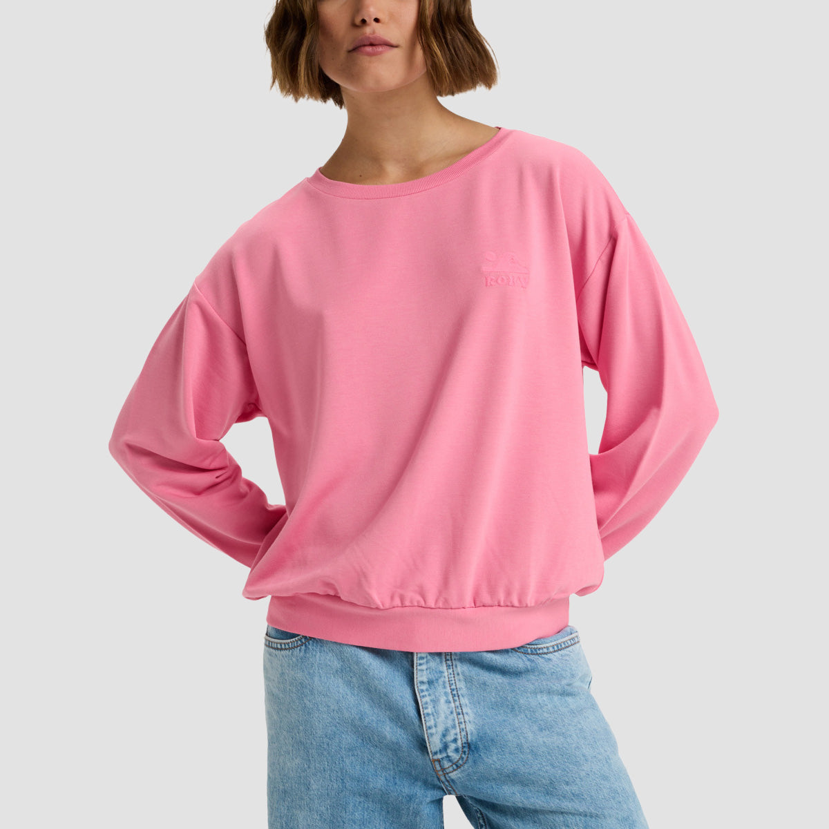Roxy Surfing By Moon Crew Sweatshirt Pink Cosmos - Womens