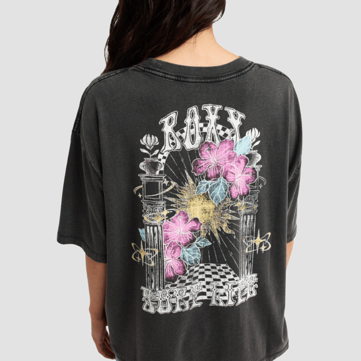 Roxy Tall Oversize Washed T-Shirt Anthracite - Womens