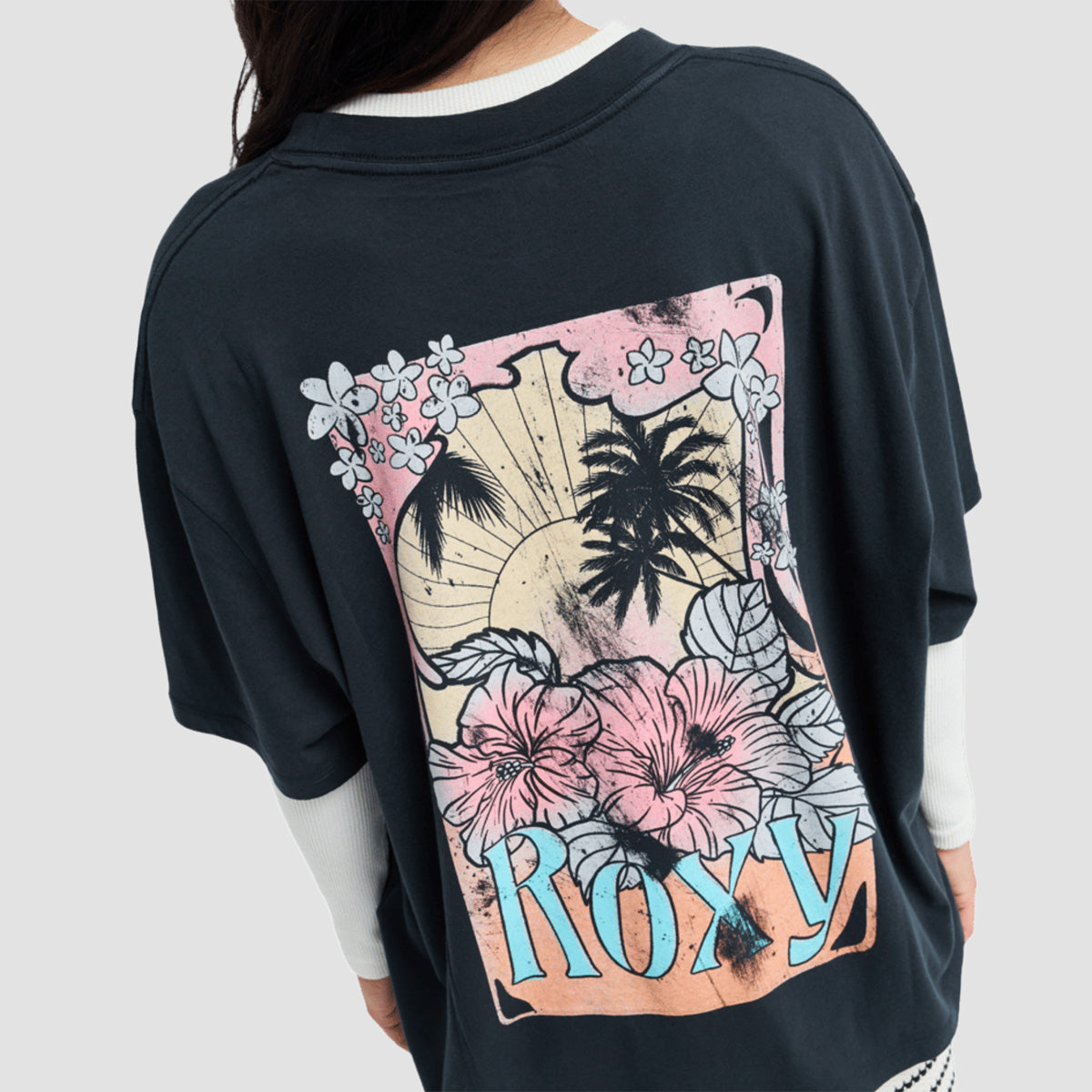 Roxy Talloversize Washed Oversized T-Shirt Anthracite - Womens