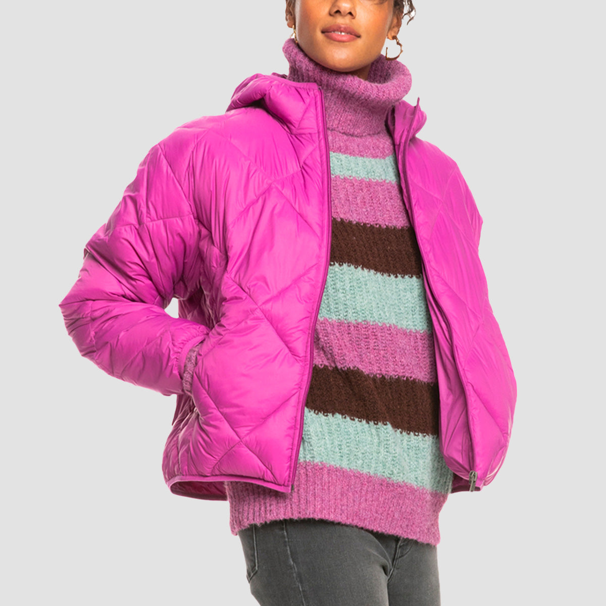 Roxy Wind Swept Packable Padded Jacket Vivid Viola - Womens