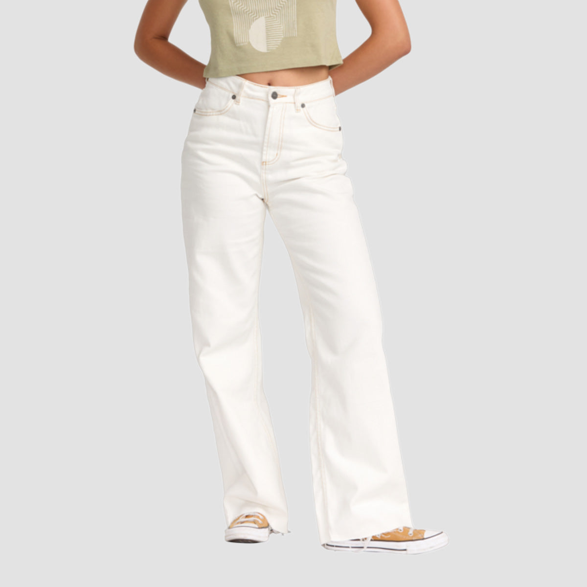 RVCA Coco Relaxed Fit Jeans Vintage White - Womens