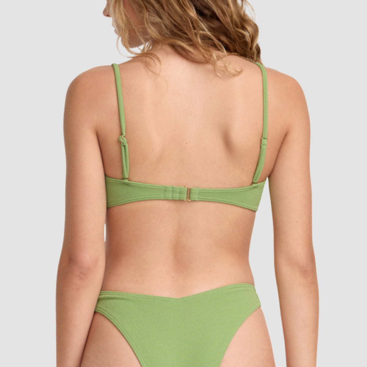 RVCA Costa Crinkle Bandeau Bikini Top Cactus Green - Womens