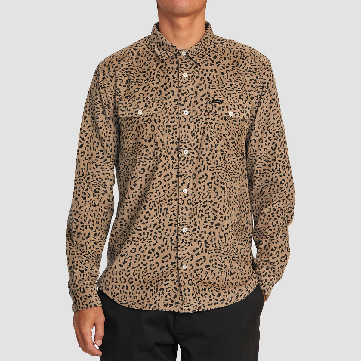 RVCA Freeman Cord Print Longsleeve Shirt Cheetah