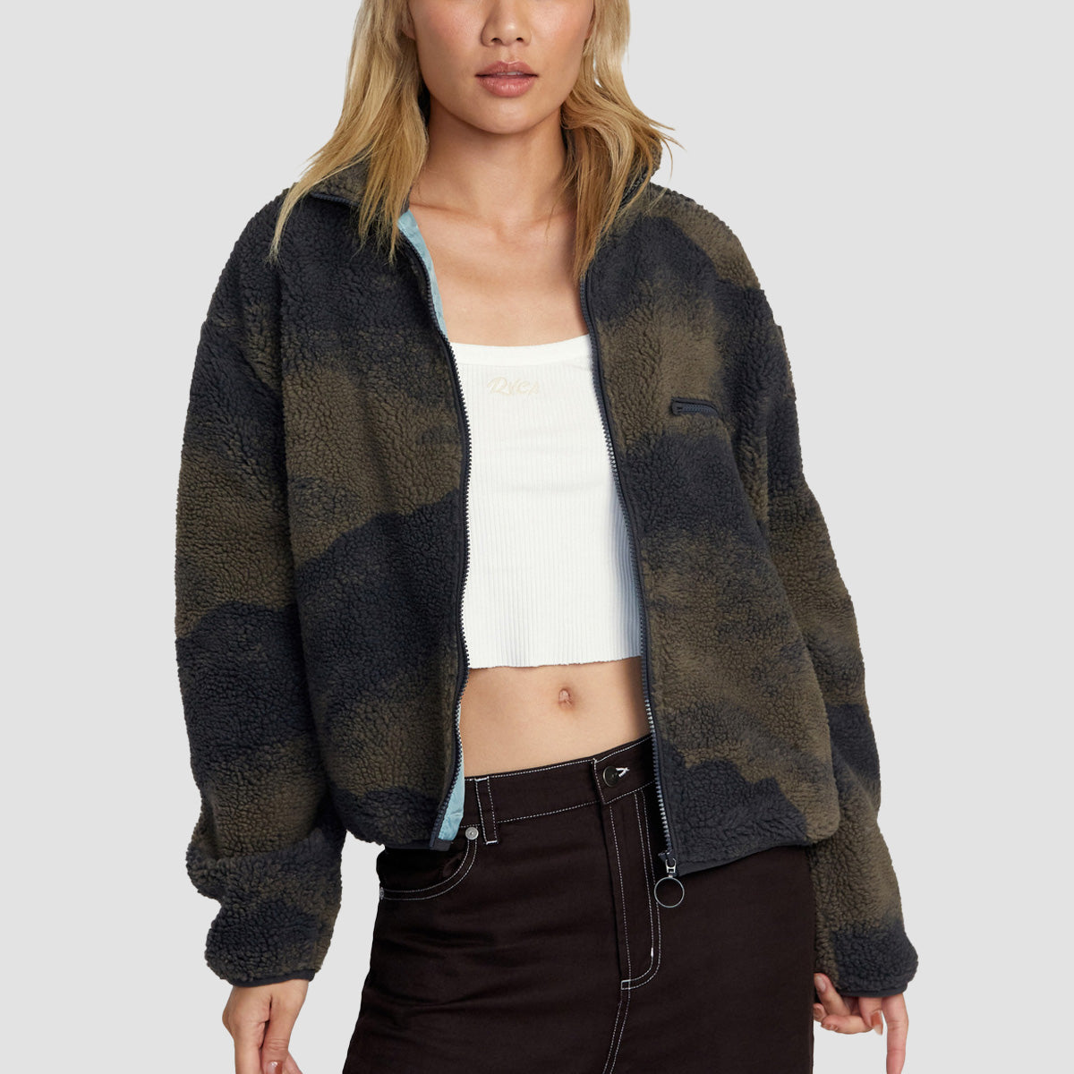 RVCA Oh Hush Sherpa Jacket Green Haze - Womens