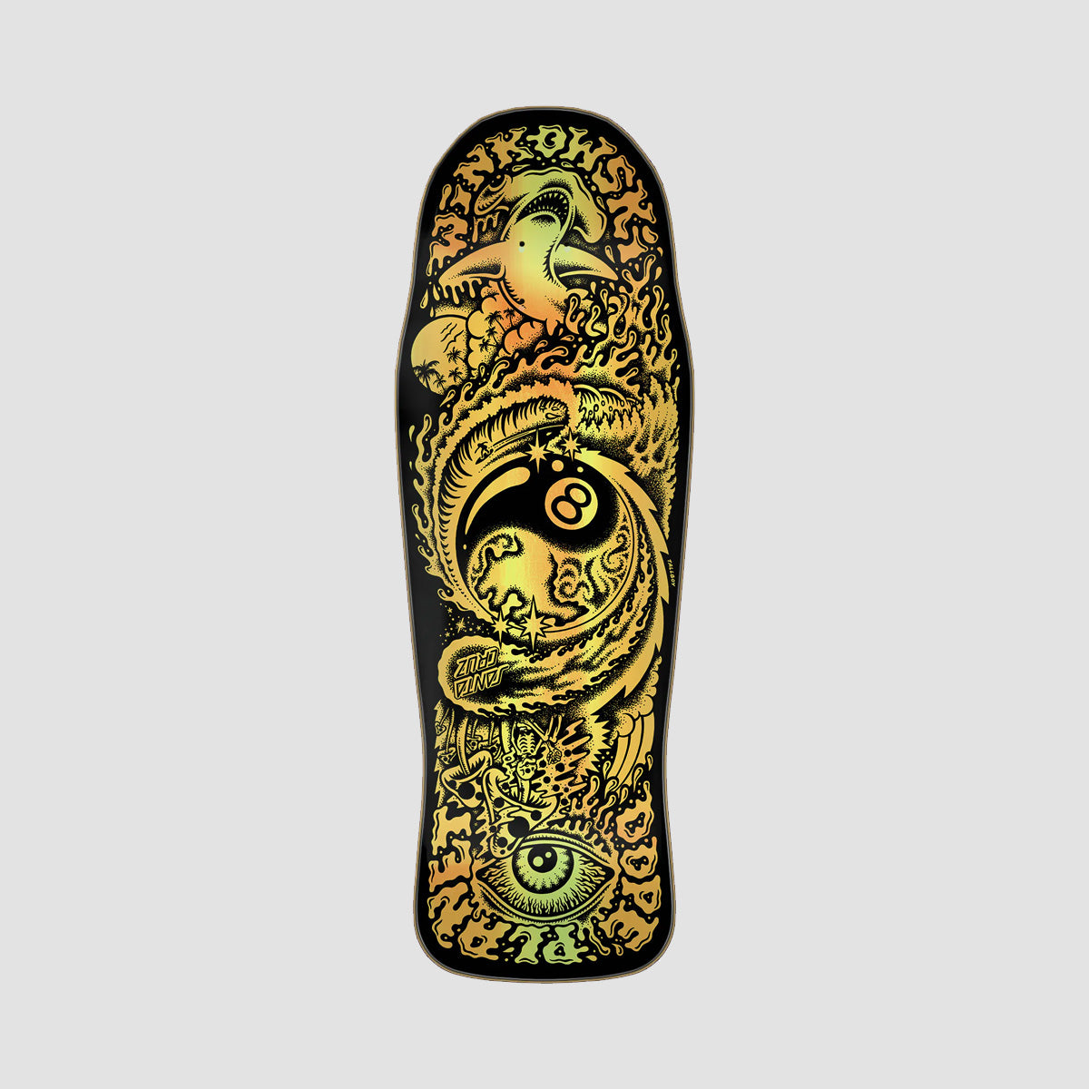 Santa Cruz Winkowski Dope Planet Shaped Skateboard Deck Matte Black/Gold Foil - 10.34"