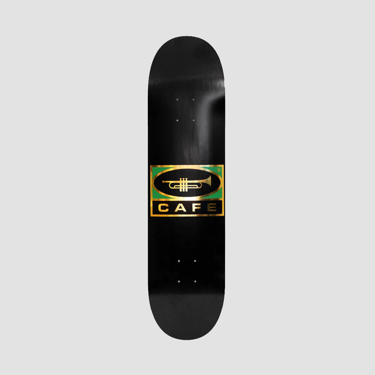 Skateboard Cafe Trumpet Logo Skateboard Deck Black/Gold - 7.75"
