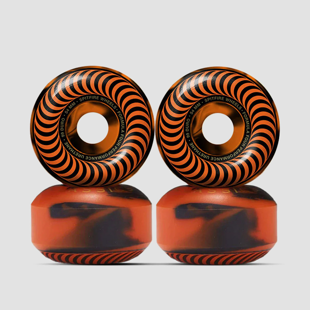 Spitfire Formula Four Classic Swirl 99DU Skateboard Wheels Black/Orange 54mm