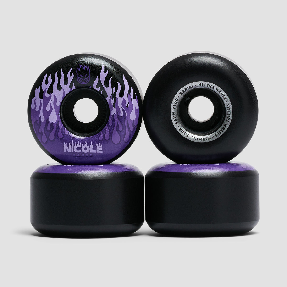 Spitfire Formula Four Nicole Kitted Radial 99DU Skateboard Wheels Black 56mm