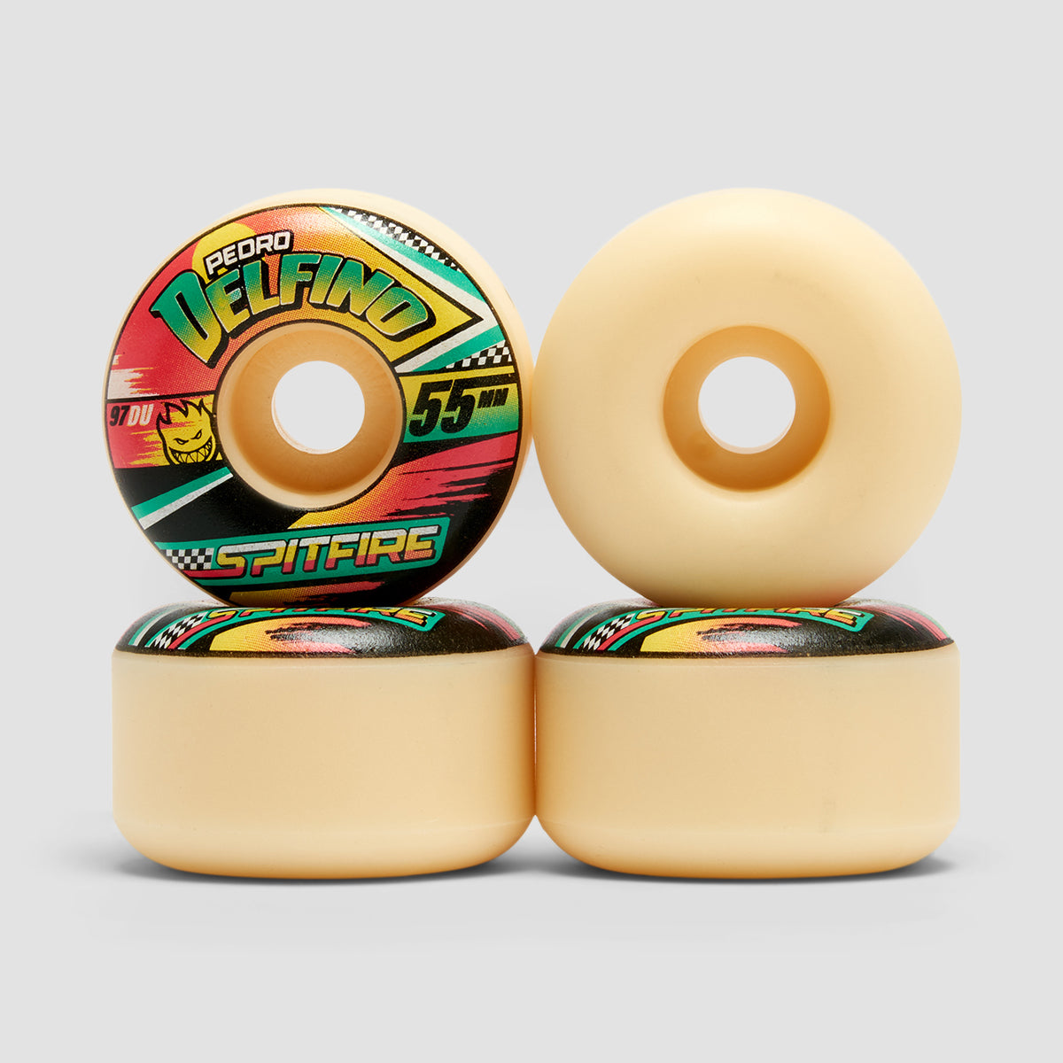 Spitfire Formula Four Pedro Delfino Turbo Radial 97DU Skateboard Wheels Natural 55mm