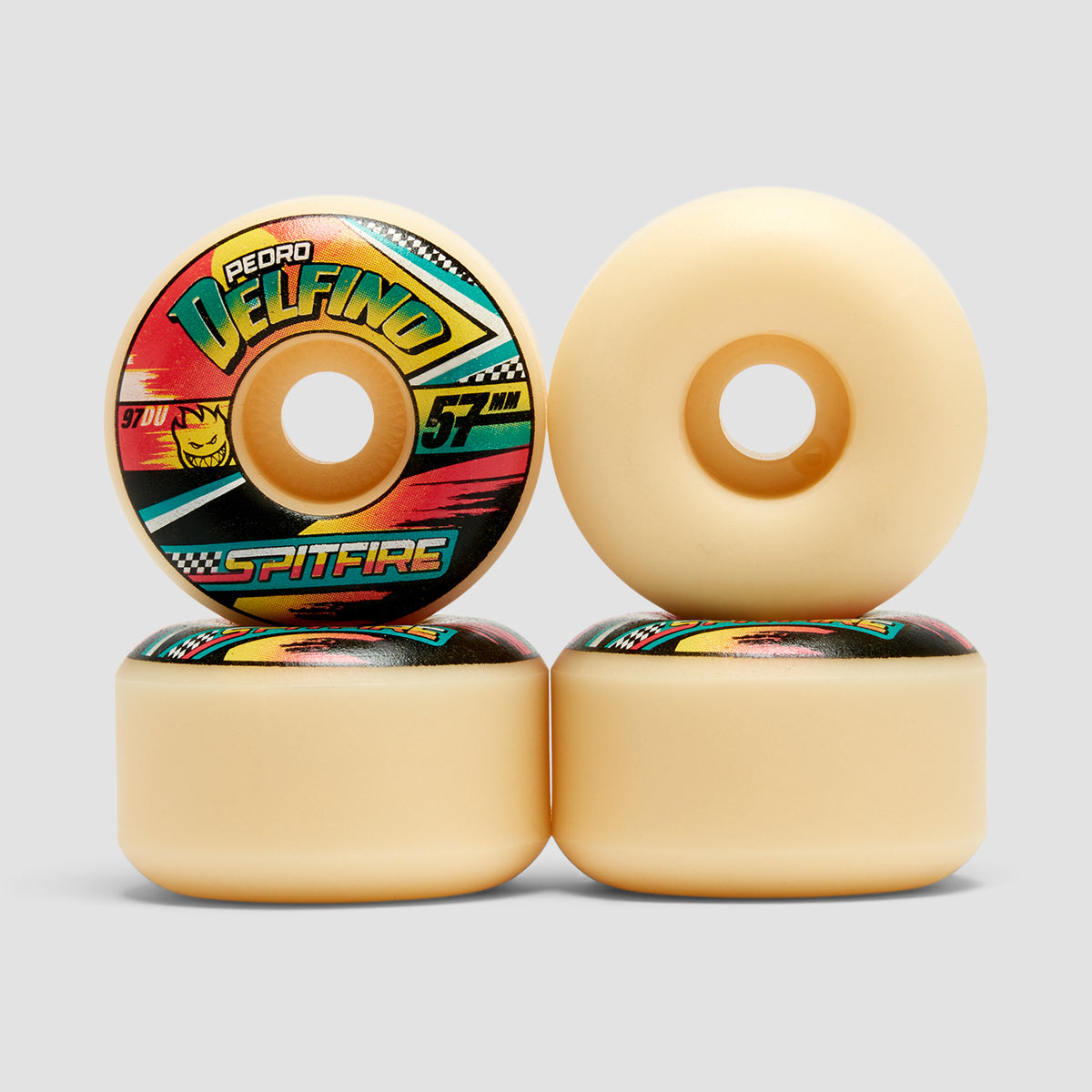 Spitfire Formula Four Pedro Delfino Turbo Radial 97DU Skateboard Wheels Natural 57mm