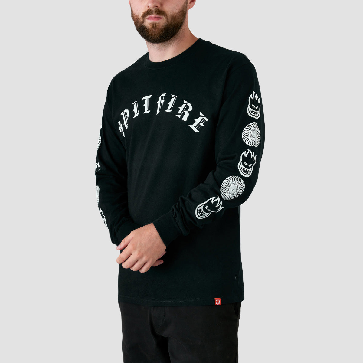 Spitfire Old E Combo Sleeve Longsleeve T-Shirt Black/White