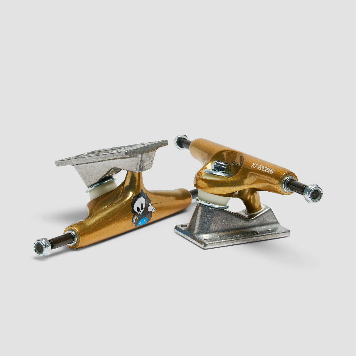 Tensor Aluminum Trippy Character 5.5 Skateboard Trucks 1 Pair TJ Rogers Gold/Raw - 8.25"