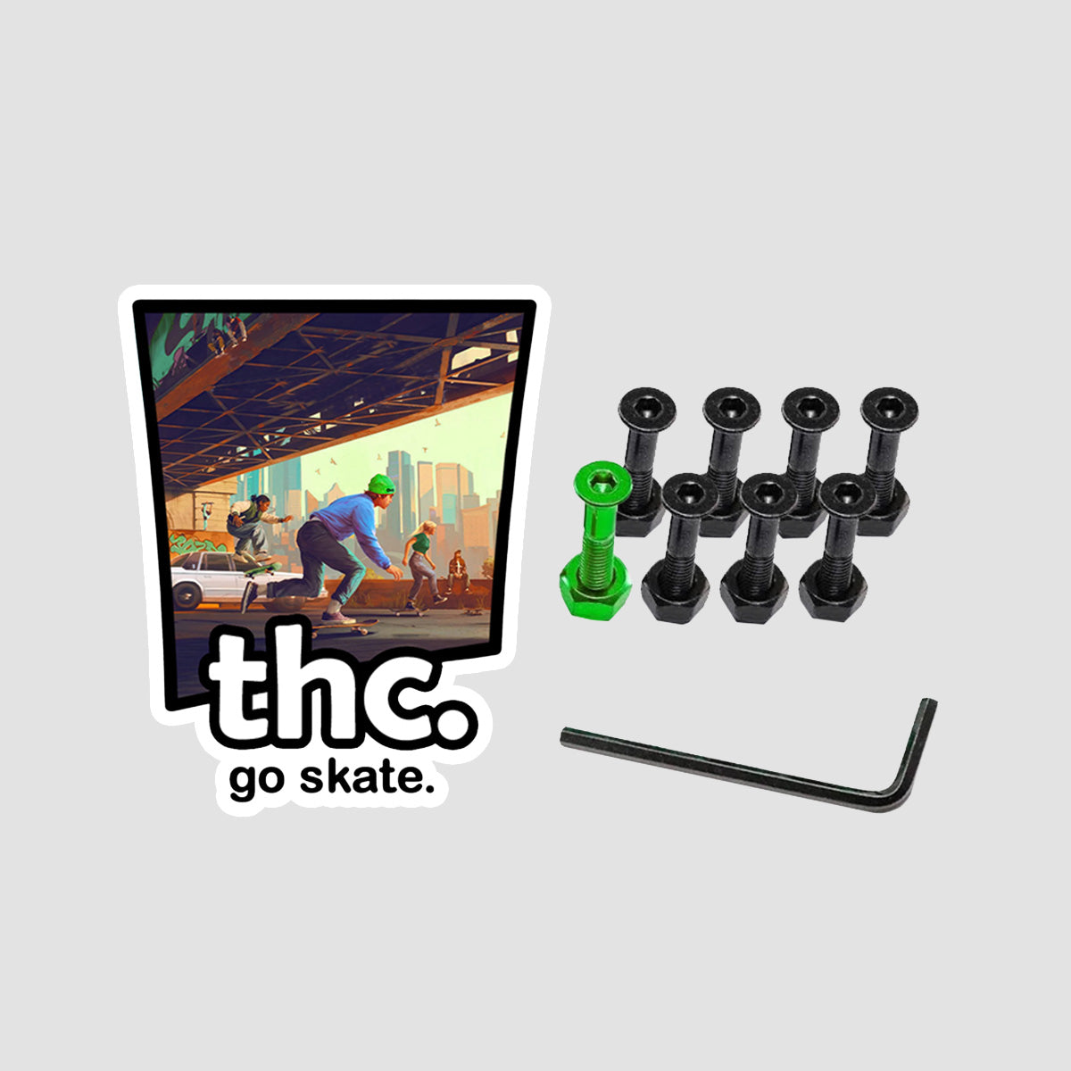 The Hardware Company THC Skate Allen Truck Bolts Black/Green 1"