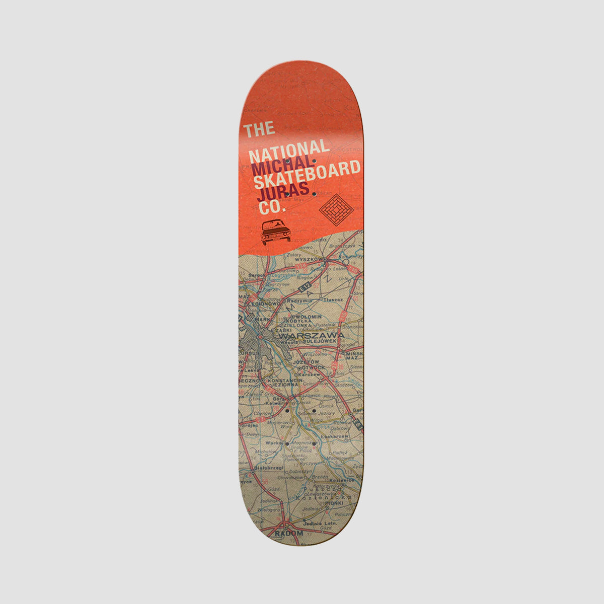 The National Skateboard Co Michal Juras Warsaw Map Medium Concave Skateboard Deck - 8.25"